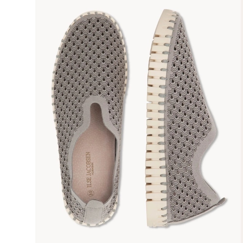 Ilse Jacobsen Tulip Slip On Grey Microfiber Perforated Loafer Women Shoe 36/6